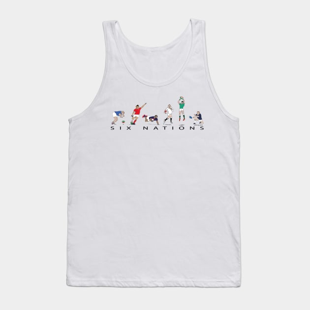 Six Nations rugby players England France Wales Scotland Ireland Italy Tank Top by dizzycat-biz